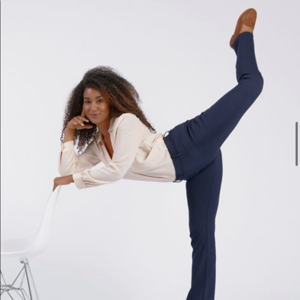 Betabrand Straight Leg Classic Dress Pant Navy